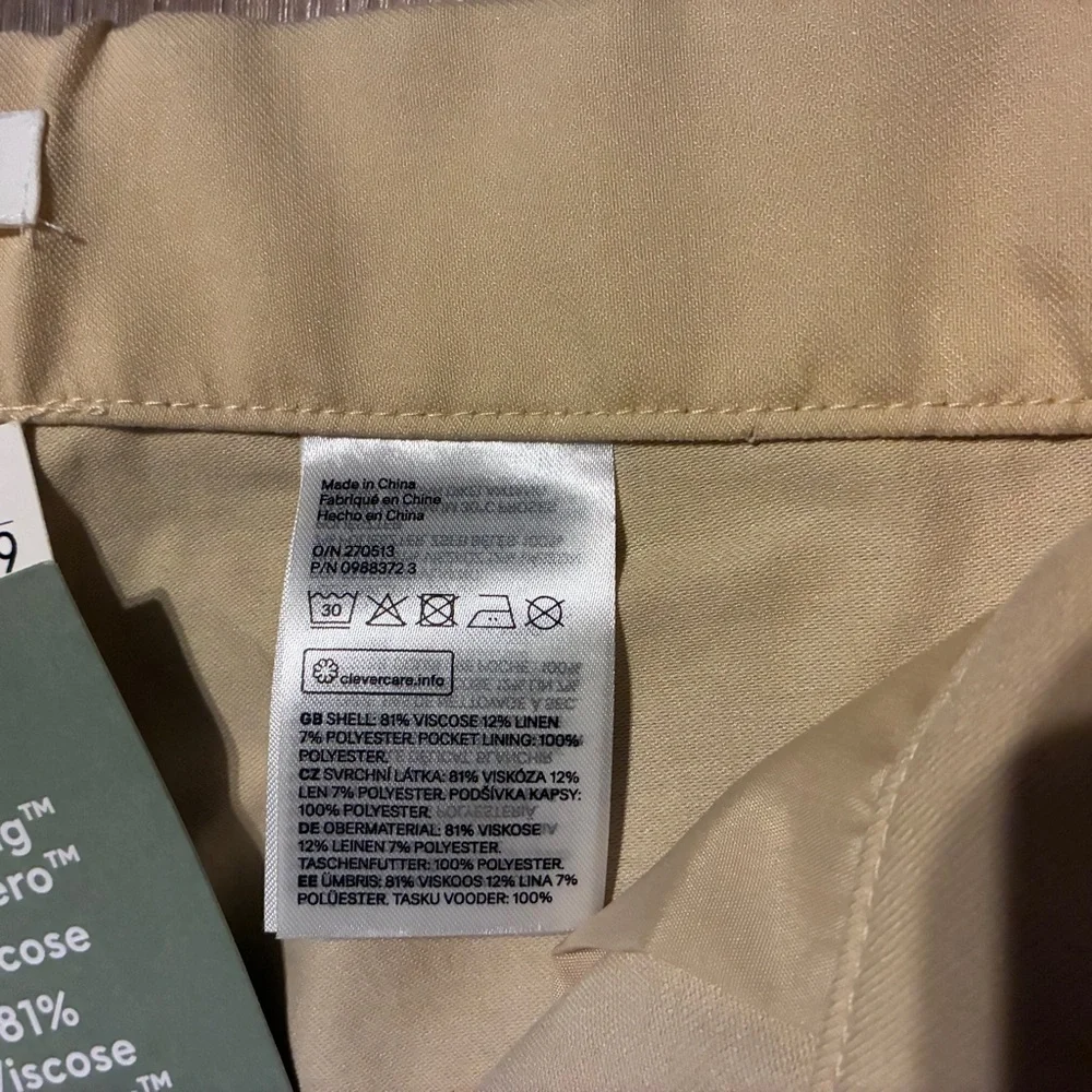 H&M Beige Straight-Cut Wide Leg Trousers